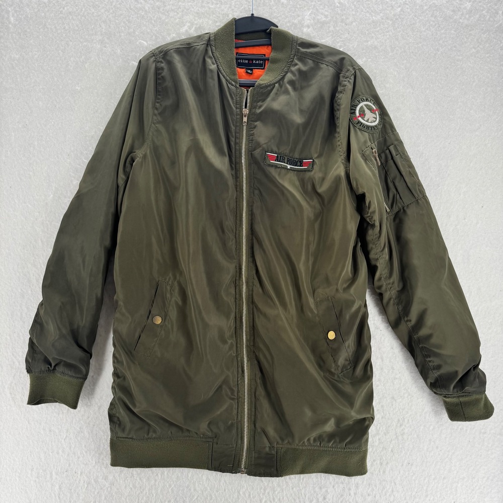 Ellie & Kate - Bomber Jacket Air Force Patches - Olive Green - M - Womens